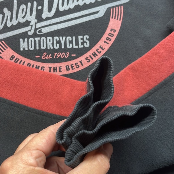 Harley Davidson Hoodie Black And Maroon Men's Medium Logo Pre Owned - Picture 7 of 12